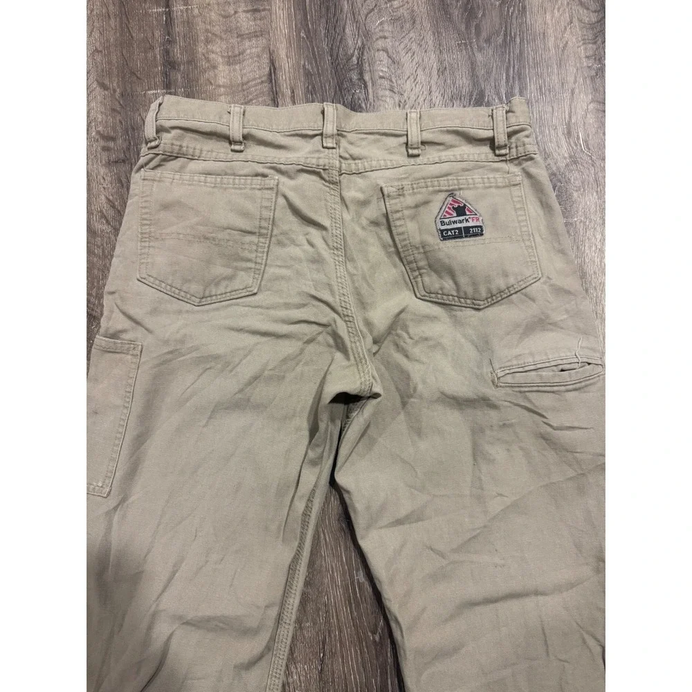 Bulwark FR Khaki Flame Resistant Work Pants CAT2 NFPA 2112 Mens 33x32 Tan